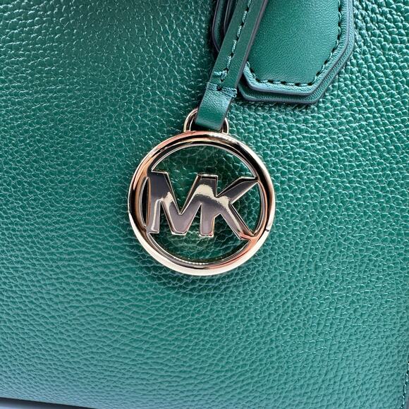 NWT Michael Kors Mercer Medium Pebbled Jewel Green Leather Crossbody Small Purse - Picture 6 of 14